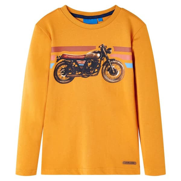 Børne langærmet T-shirt, okker, 92