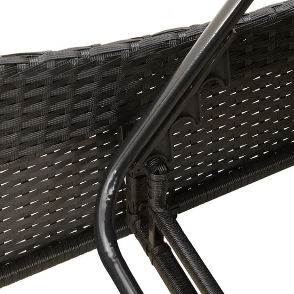 vidaXL dagseng med hynde, sort, 60x205x73 cm, polyrattan