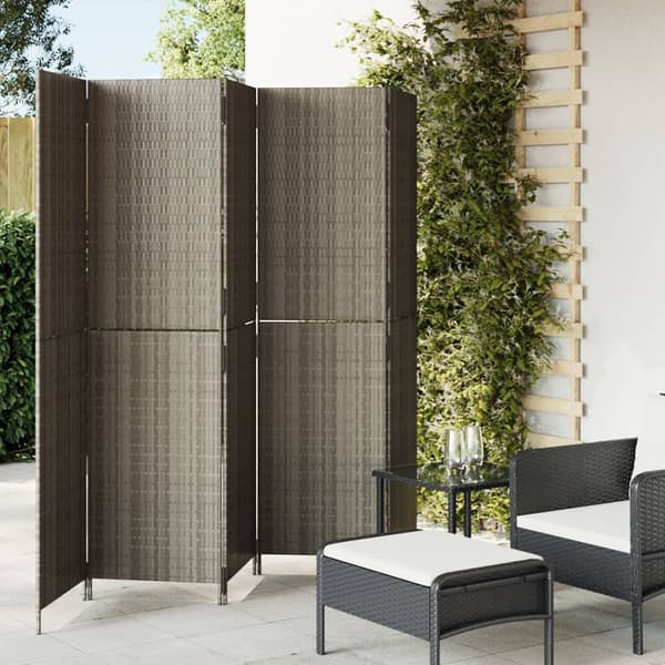 vidaXL 5-panelsskærm, grå, polyrattan