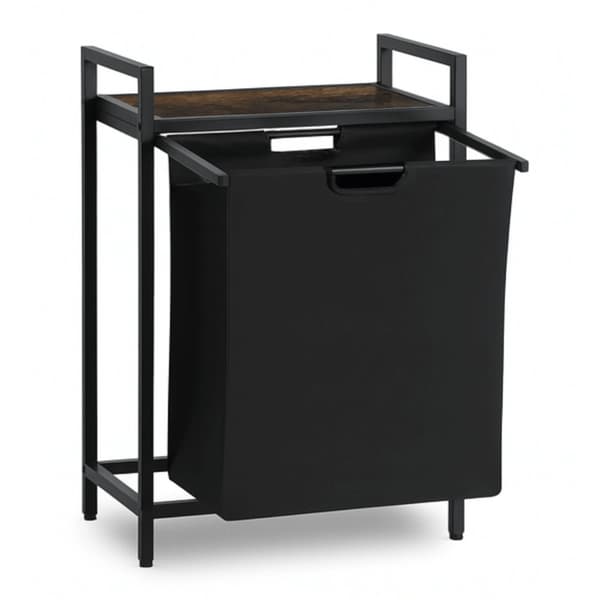 KAI 65L vasketøjskurv med hylde rustik eg/sort moderne loft