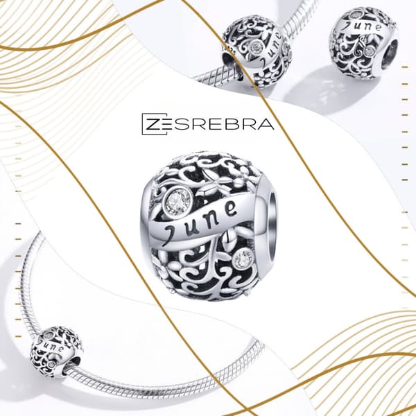 Charms juni måned sølv pr 925 perle zirkonium perle perler juni