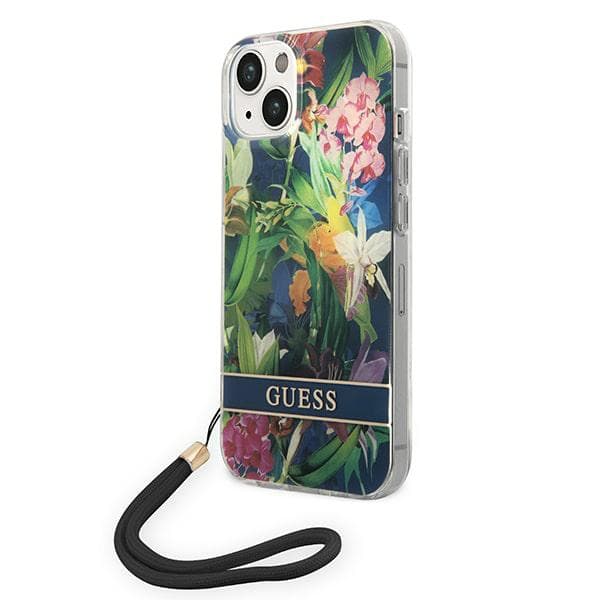 Guess Blomsterrem-etui til iPhone 14, Blå