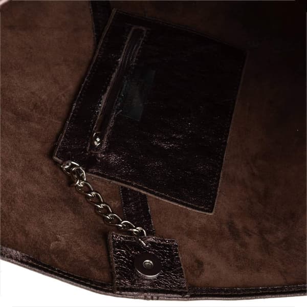 Läderväska, brun choklad metallic