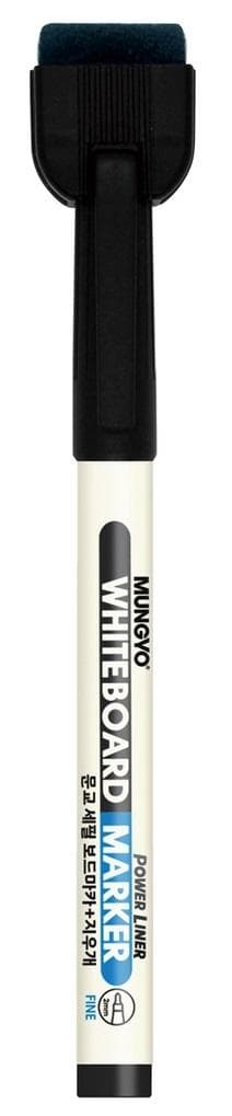 Mini whiteboardmarker med svamp, sort (12 stk.)