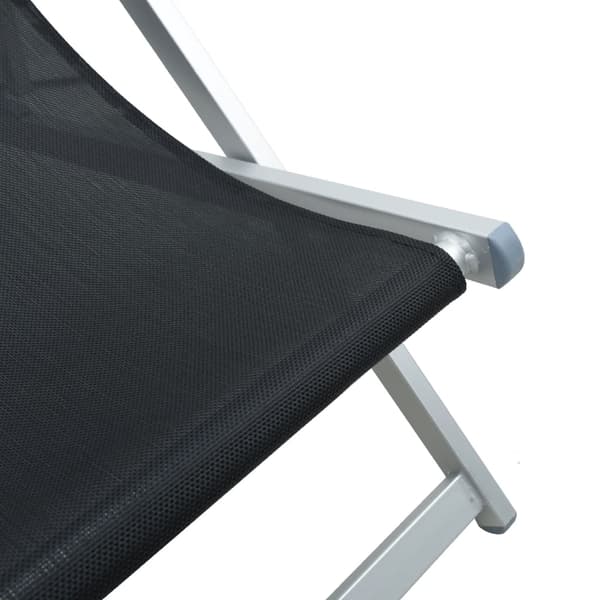vidaXL foldbare strandstole, sæt med 2, sort, aluminium og textilene