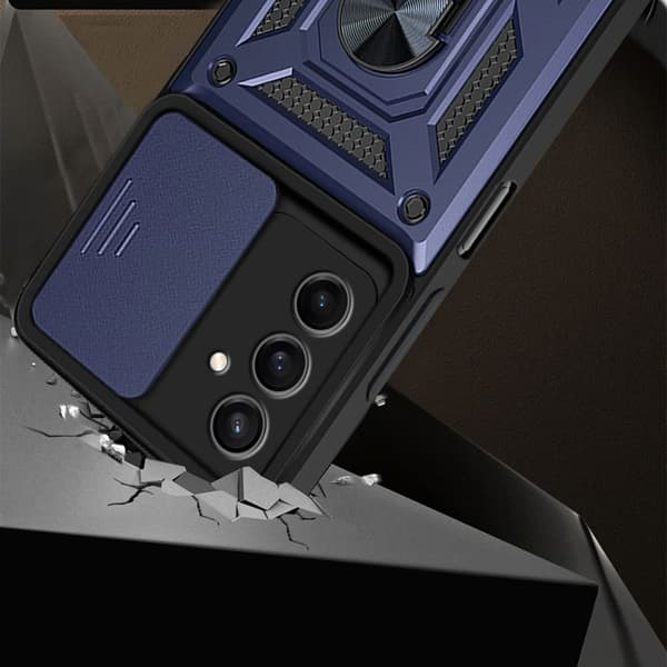 Pansret cover til Samsung Galaxy A17 5G, CamShield Slide, blå