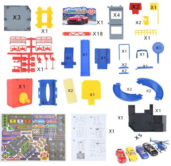 Woopie Toys -pysäköintihalli lisävarusteineen