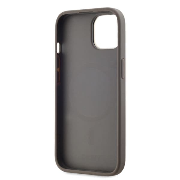 DKNY MagSafe-cover med ternet monogrammønster til iPhone 15, beige
