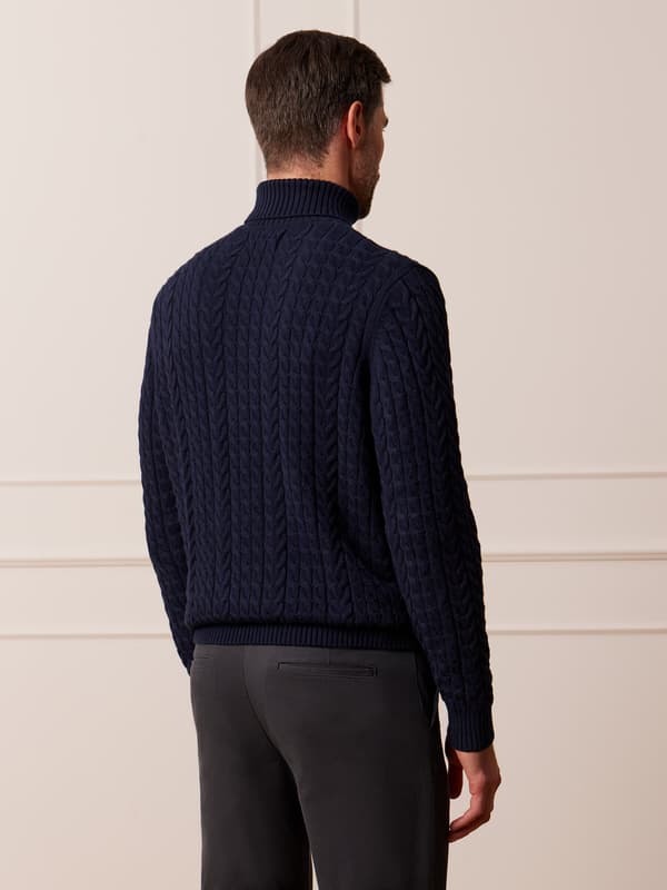 ASHFIELD MARINEBLÅ TURTLENECK XL