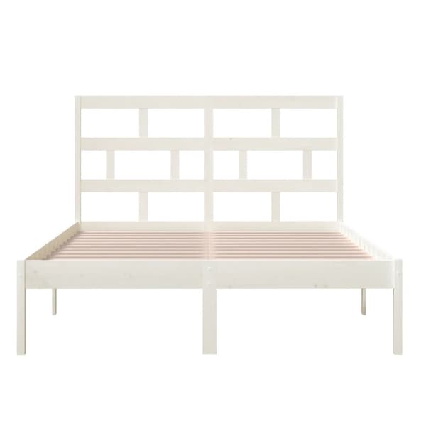 vidaXL Sängram vit 150x200 cm massivt trä