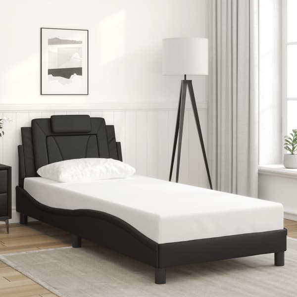 vidaXL sengestel med LED sort 80x200 cm kunstlæder