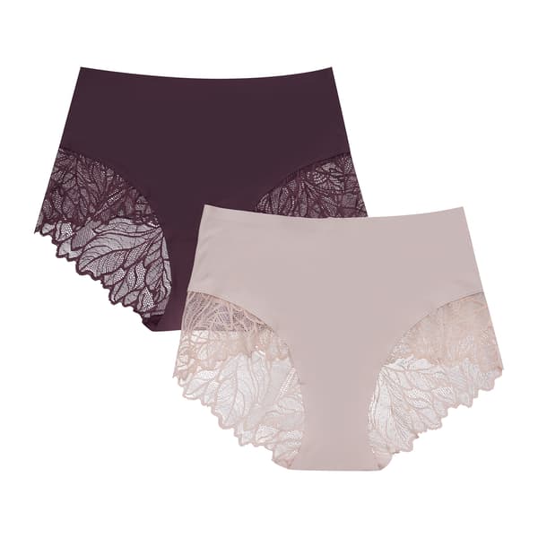 Pansy trosor med hög midja - mörklila, beige S
