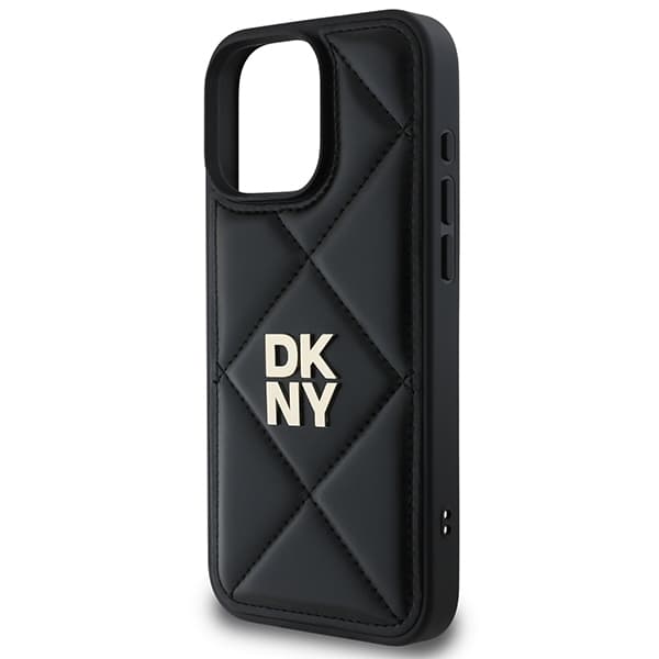 DKNY Quilted Stack Logo iPhone 16 Pro-skal, Svart