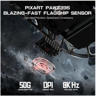 ATTACK SHARK R3 Silver, Ultralätt Trådlös 8K Gamingmus