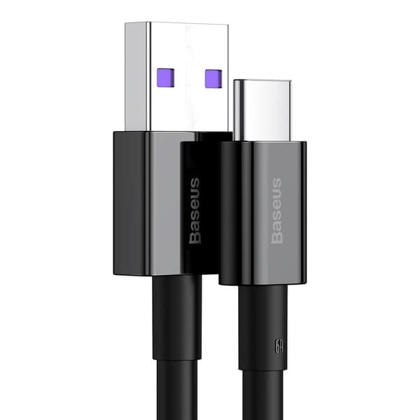 Overlegent Kabel til Huawei USB - USB-C 11V / 6A SuperCharge 1m - Sort