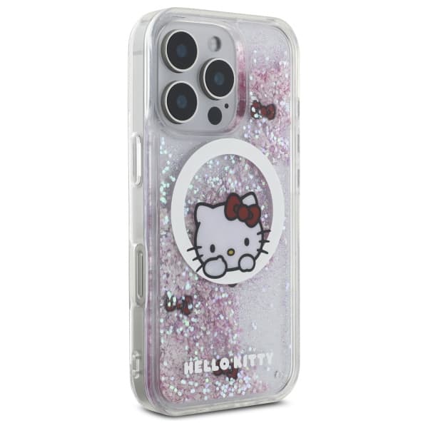 Hello Kitty Liquid Glitter Sweet Kitty Bows MagSafe-etui til iPhone 16 Pro, hvid