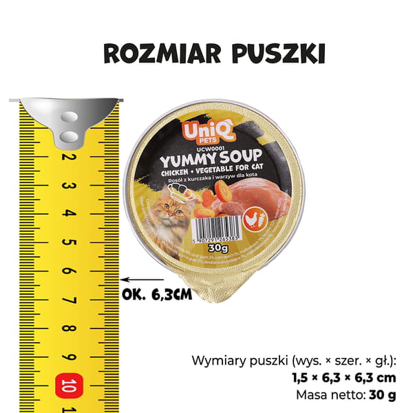 Vådfoder til katte Kylling- og grøntsagsbouillon Yummy Soup UniQ Pets 8x30g