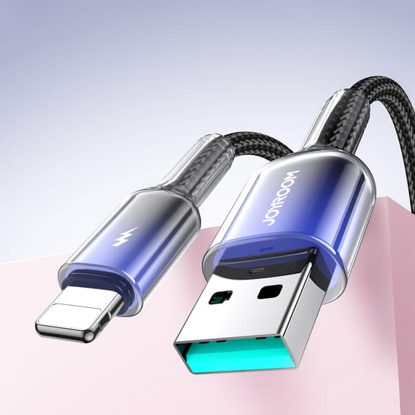 Crystal-Clear Series 3A USB-A iPhone Lightning -kaapeli 1.2m - Musta