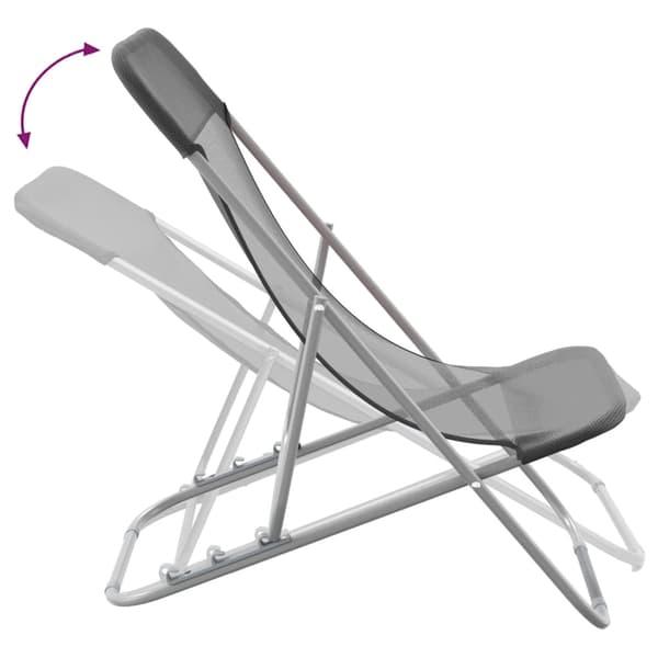 vidaXL foldbare strandstole, sæt med 2, grå, textilene og stål