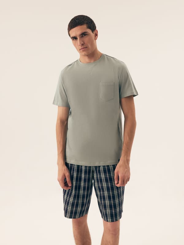 Dexter Henderson herrpyjamas | Ljusgrön, Marinblå M