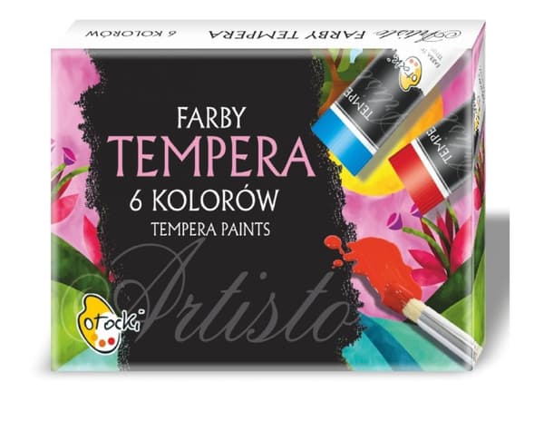 Tempera-maling med 6 farver i et rør