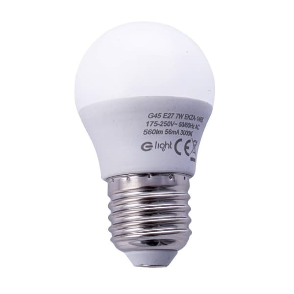 LED-pære 7W E27 G45 varm 3000K