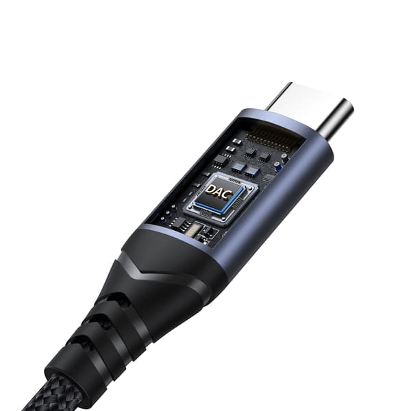 USB-C - 3,5 mm:n miniliitäntäinen DAC-sovitin, musta