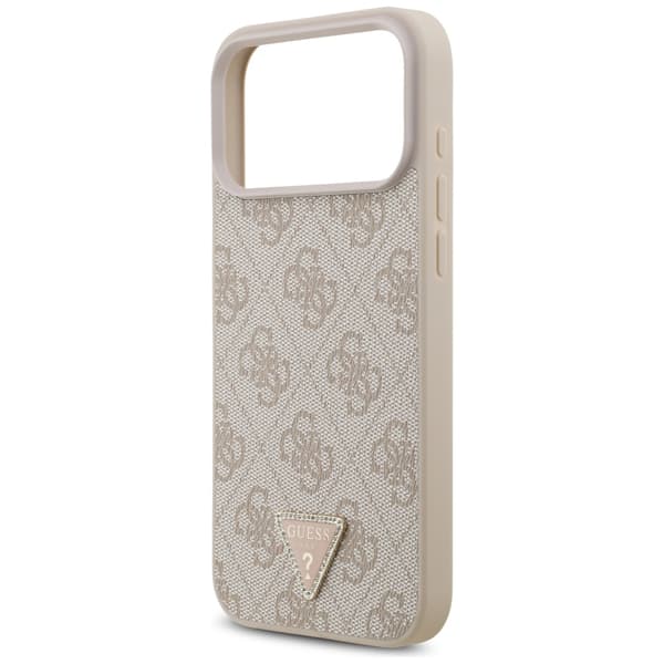 Guess Læder 4G Triangle Strass MagSafe-etui til iPhone 17 Pro Max - Lyserød