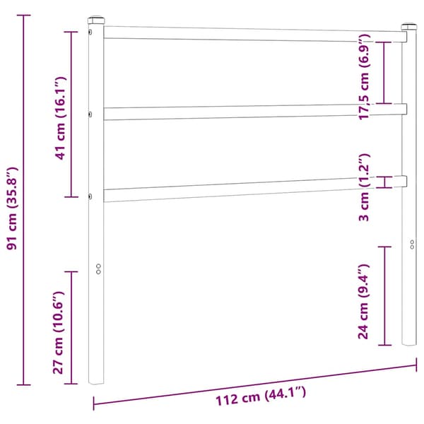 vidaXL metalsengegavl sort 107 cm
