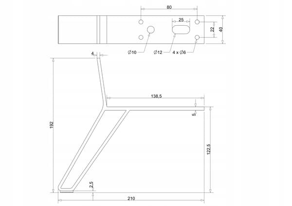 møbelben, loftben, skrå, sort metal, TIL møbler, sofaer, divaner, 12 cm