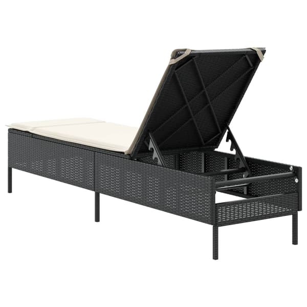 vidaXL liggestol med hynde, sort, polyrattan