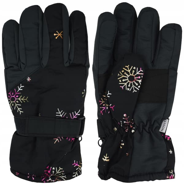 Vinter skihandsker sorte snefnug 16 cm 8-10 L V031B