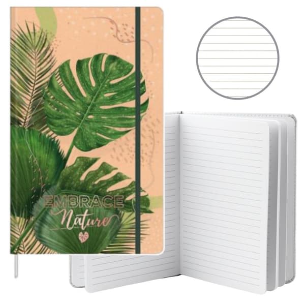 Notesbog A5/80K Monstera Leaves linje