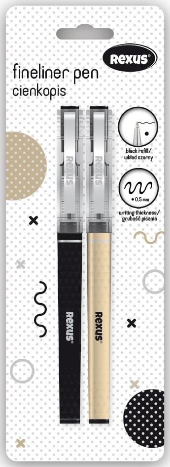 Sort fineliner 2 stk.