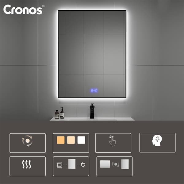 Cronos värmespegel rektangulär 60x80cm svart