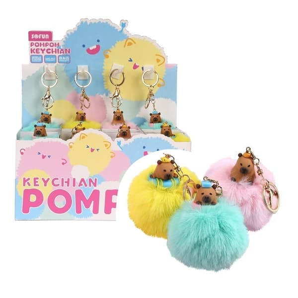 Capybara nøglering med pompon mix