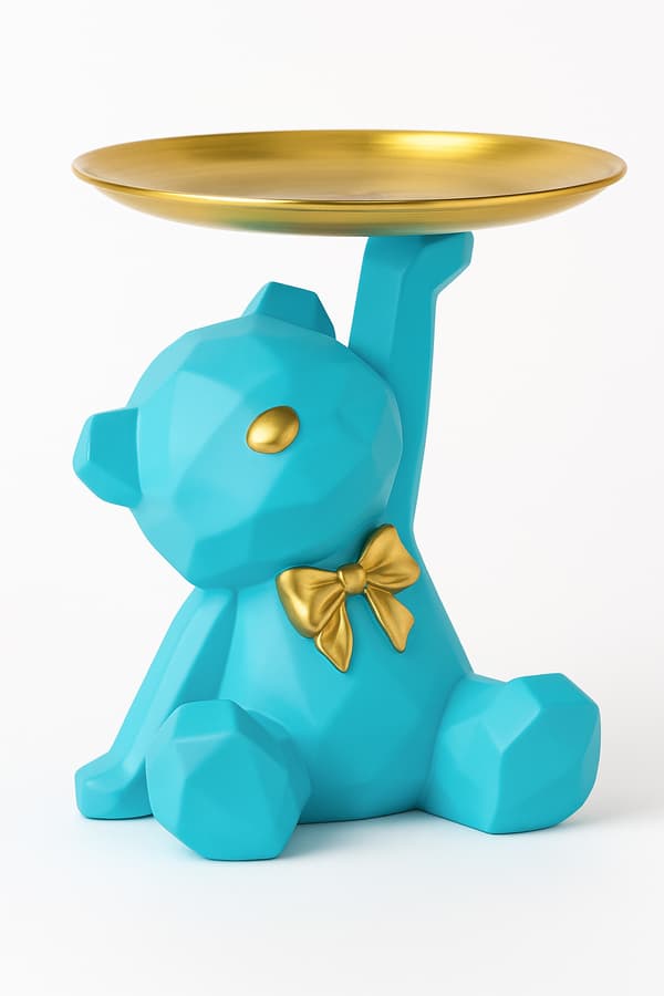 Bamse med turkis bakke