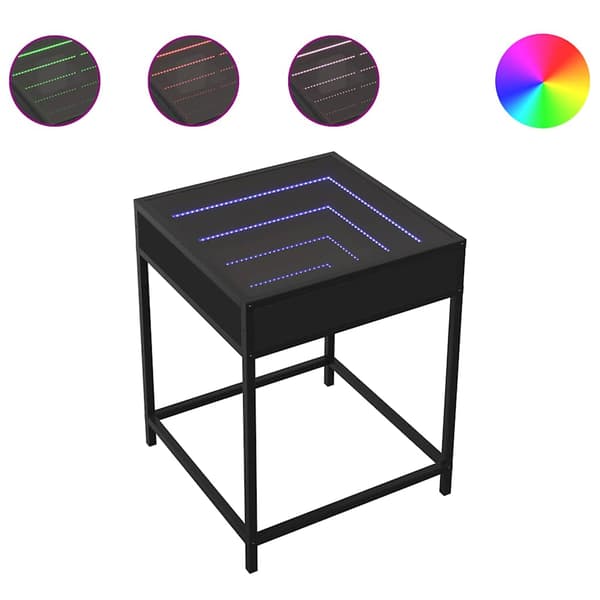 vidaXL Infinity LED natbord sort 40x40x51 cm