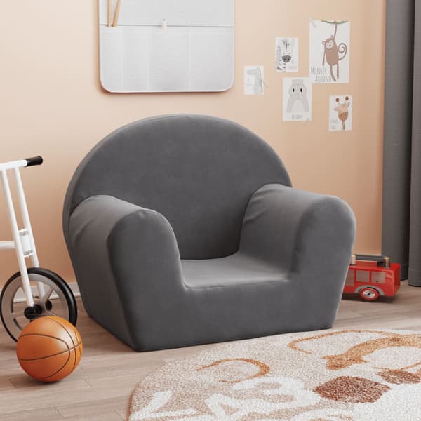 vidaXL Barnsoffa, Antracit, Mjuk Plysch
