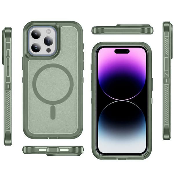 iPhone 14 Pro-cover med ramme, MagSafe-klar, grøn