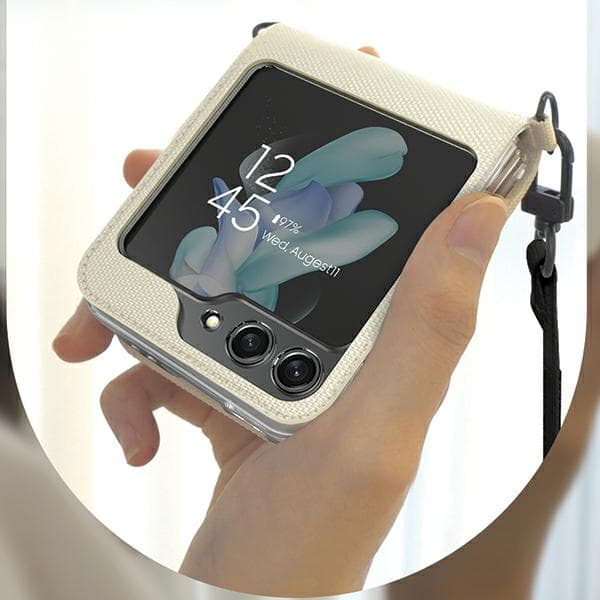Araree Canvas Diary-etui til Galaxy Z Flip5 Cremefarvet
