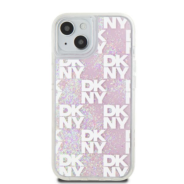 DKNY Liquid Glitter Multilogo iPhone 15 cover, pink