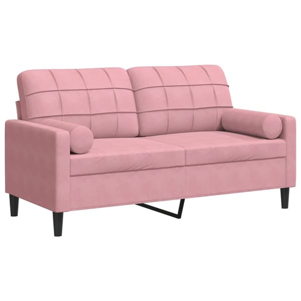 vidaXL 2-sitssoffa med kuddar, rosa, 140 cm, sammet