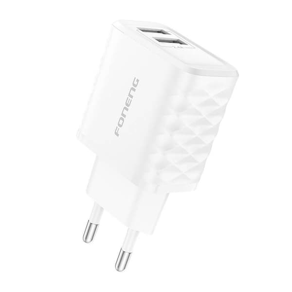 FONENG EU53 2.4A 12W 2xUSB Vægoplader Hvid