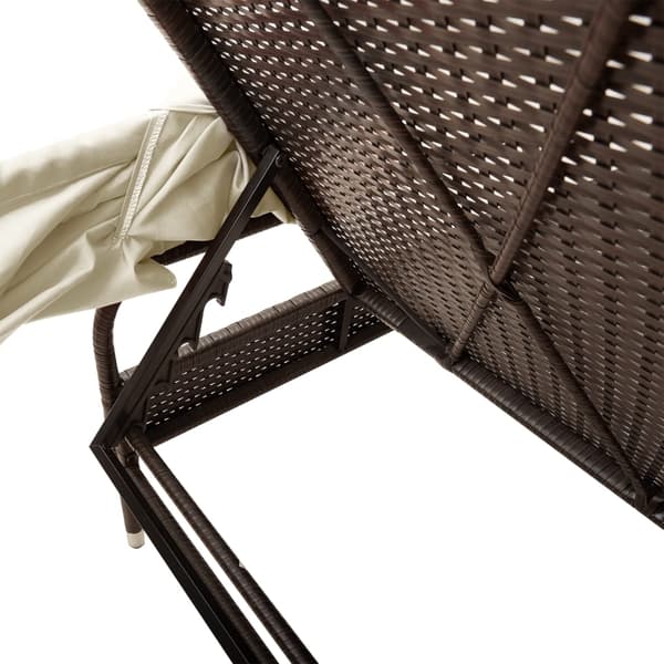 vidaXL solseng med baldakin, brun, polyrattan