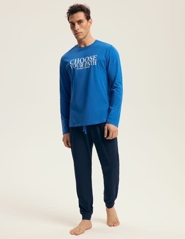 Loop Henderson herrpyjamas | Blå, Marinblå 3XL