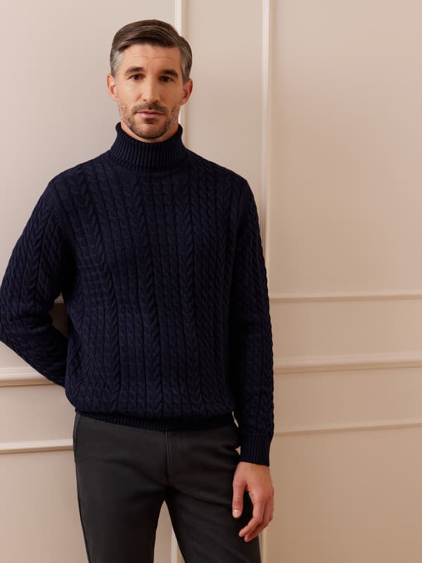ASHFIELD MARINEBLÅ TURTLENECK XL