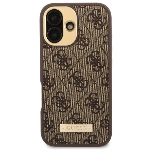 Guess 4G Logo Plate MagSafe-etui til iPhone 16 Plus, brun