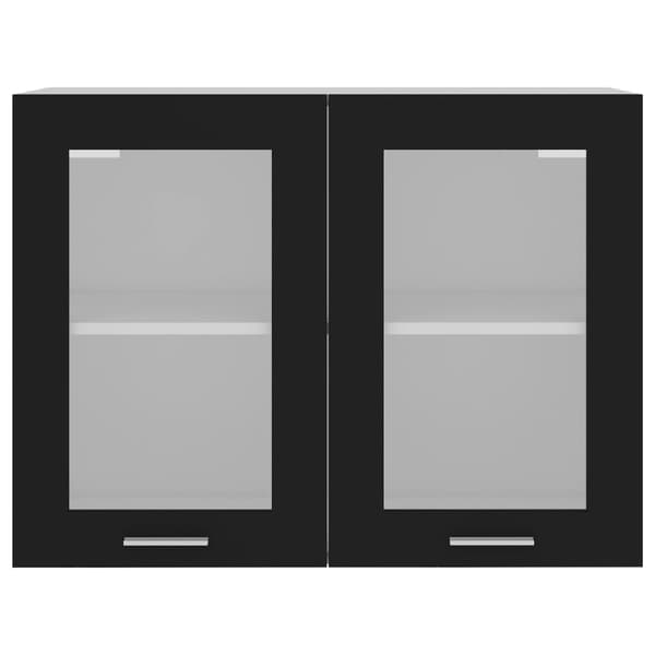 vidaXL vægskab med glas, sort, 80x31x60 cm, spånplade