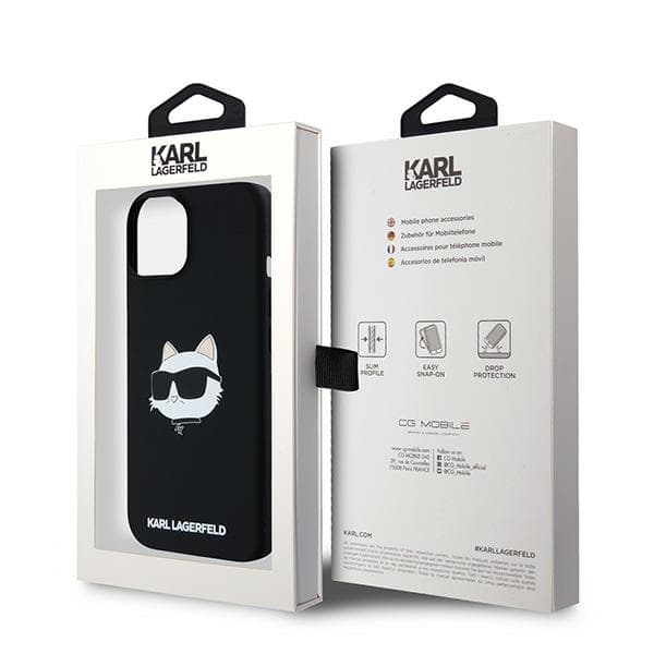 Karl Lagerfeld Silikone Choupette Head Magsafe-etui til iPhone 15 Plus, Sort